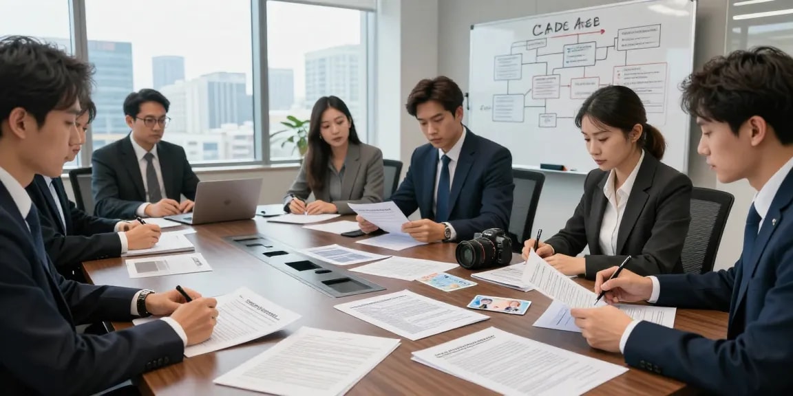 Professional investigator examining document fraud detection strategies in a modern office setting.